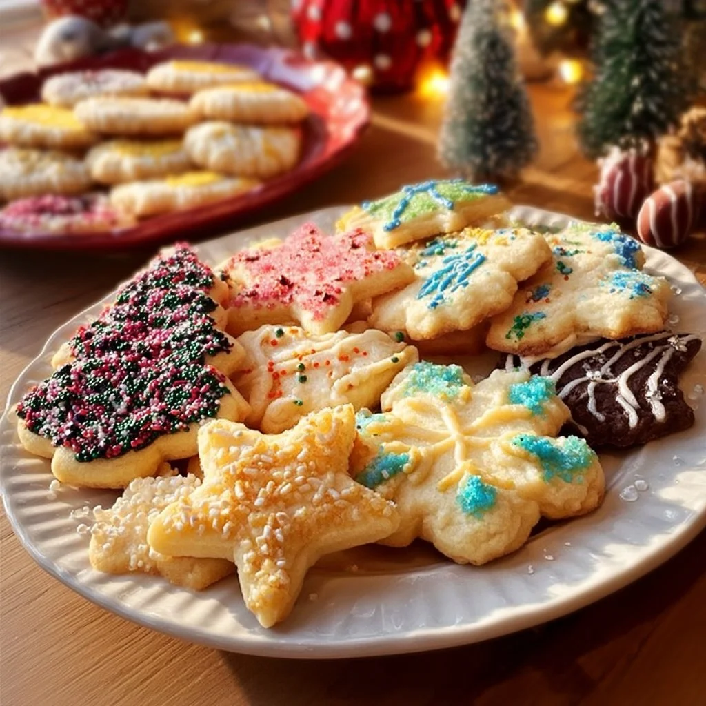 Melt-in-your-mouth Christmas slice and bake cookies on a festive plate
