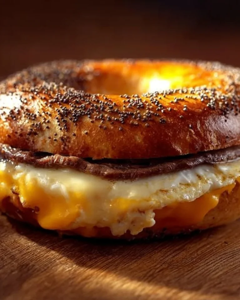 Delicious Steak Egg Cheese Bagel served with fresh ingredients