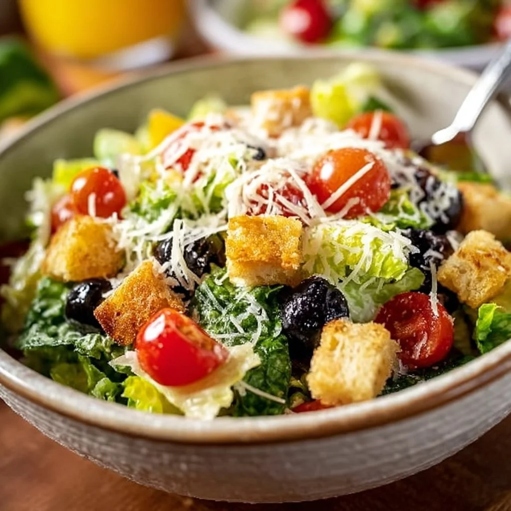 Fresh and vibrant Zesty Olive Garden Salad ingredients with dressing.