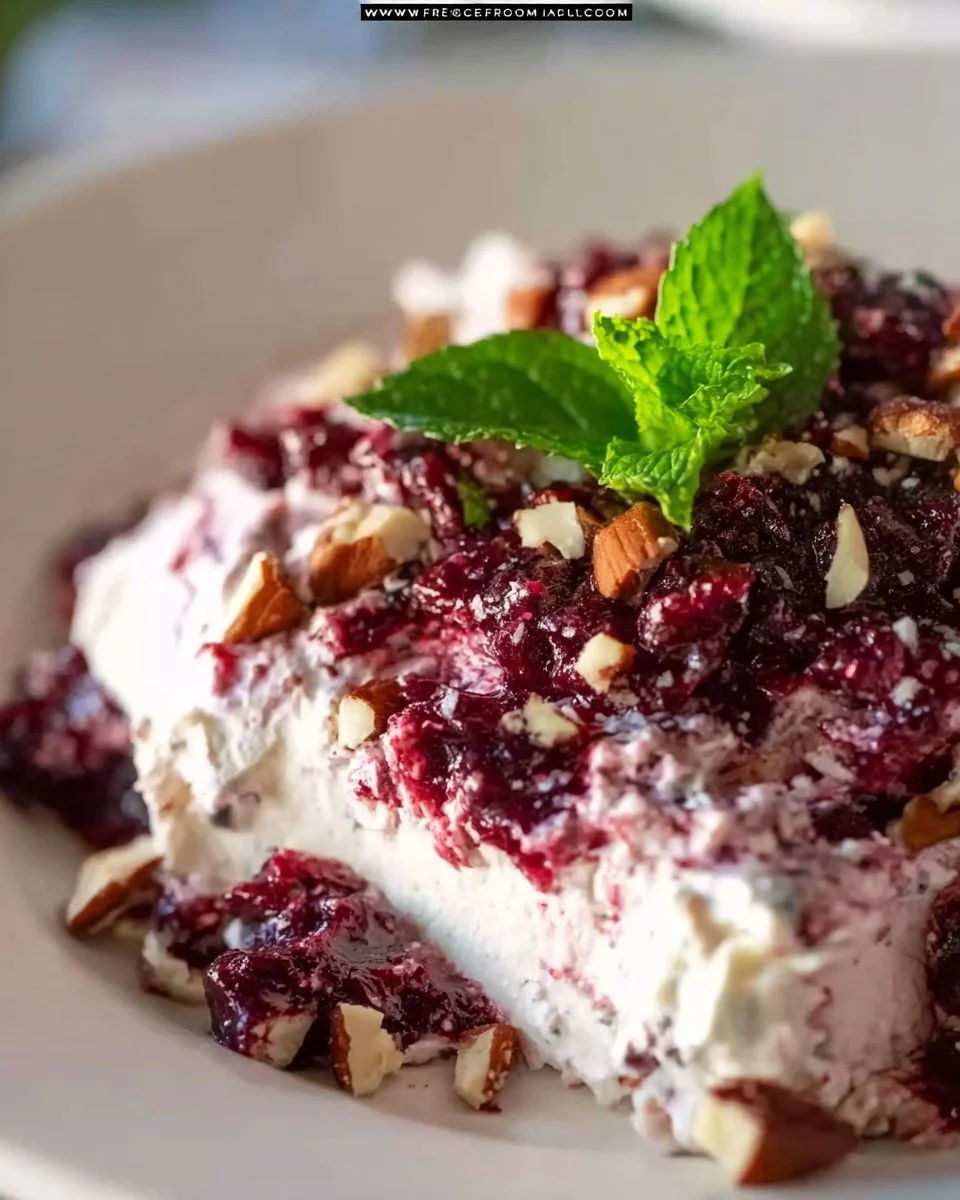 Cranberry Cream Cheese Spread with Pecans in a bowl, garnished with fresh cranberries