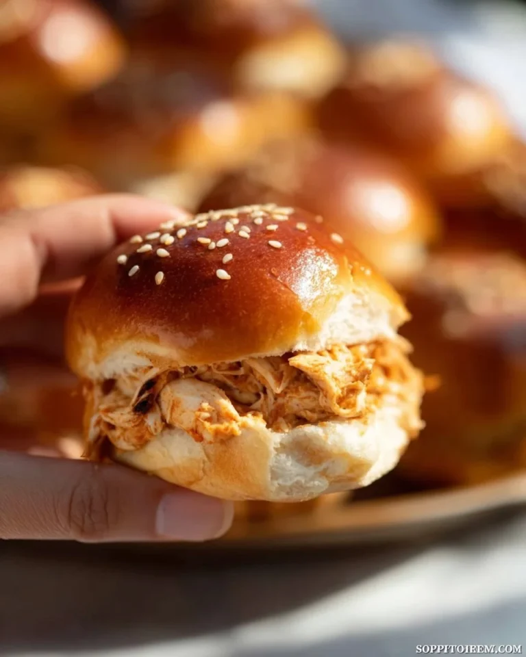 Creamy Chipotle Chicken Sliders served on a wooden platter with fresh toppings