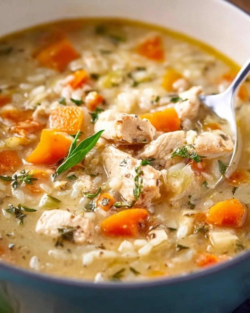 Bowl of Greek Turkey Soup with herbs and spices