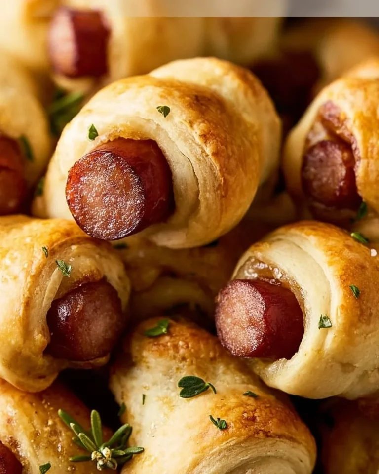 Homemade pigs in a blanket served on a platter with dipping sauces