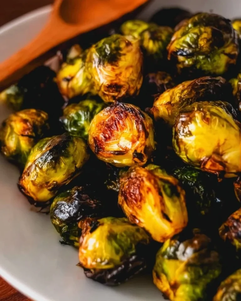 Delicious roasted Brussels sprouts drizzled with balsamic glaze