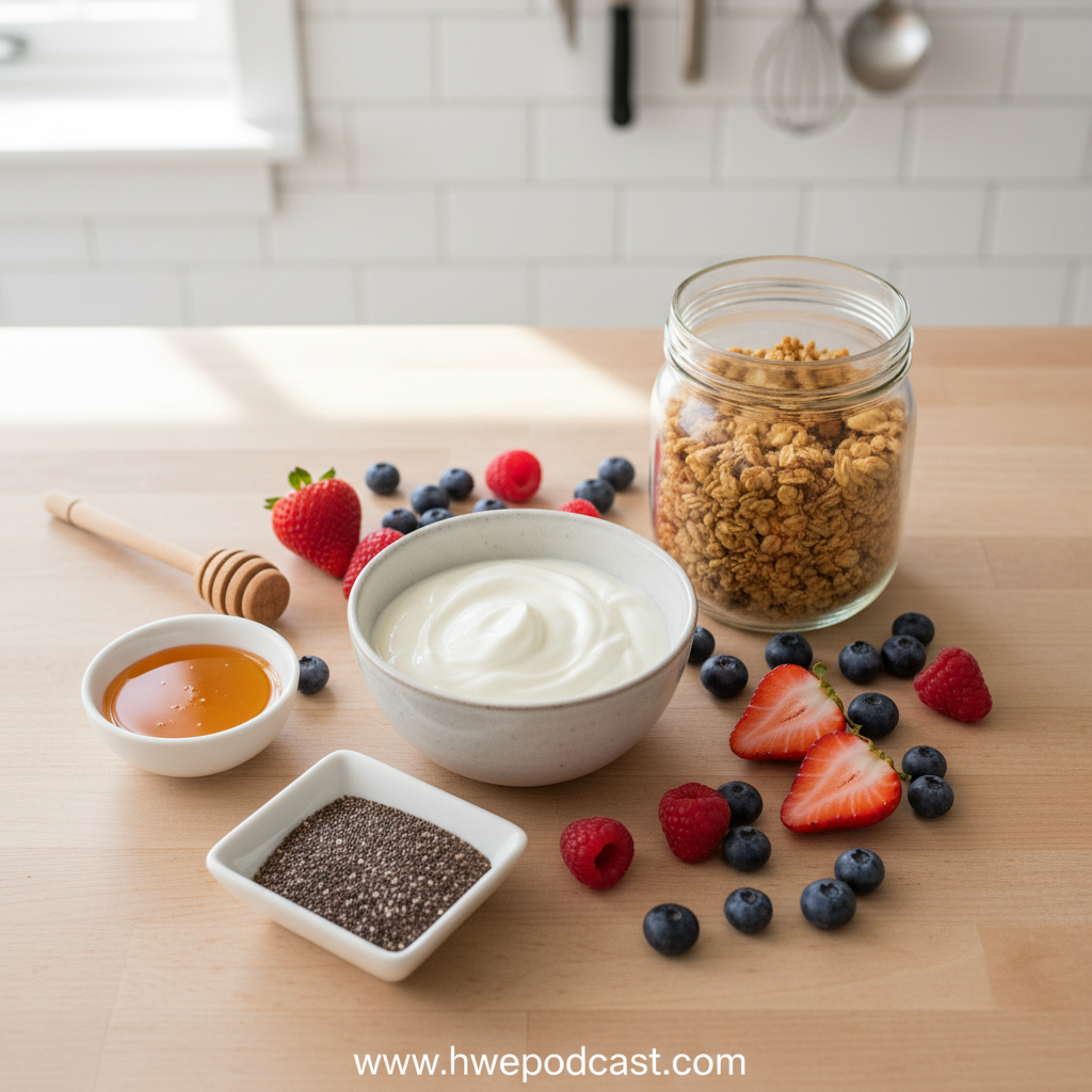 Fresh ingredients for healthy breakfast bowls
