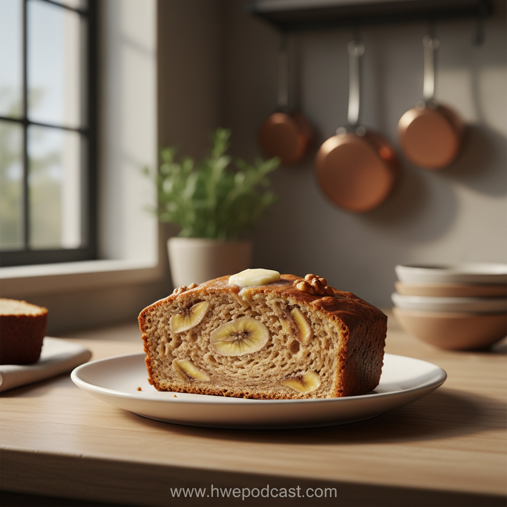 Beautiful golden brown banana bread fresh from the oven