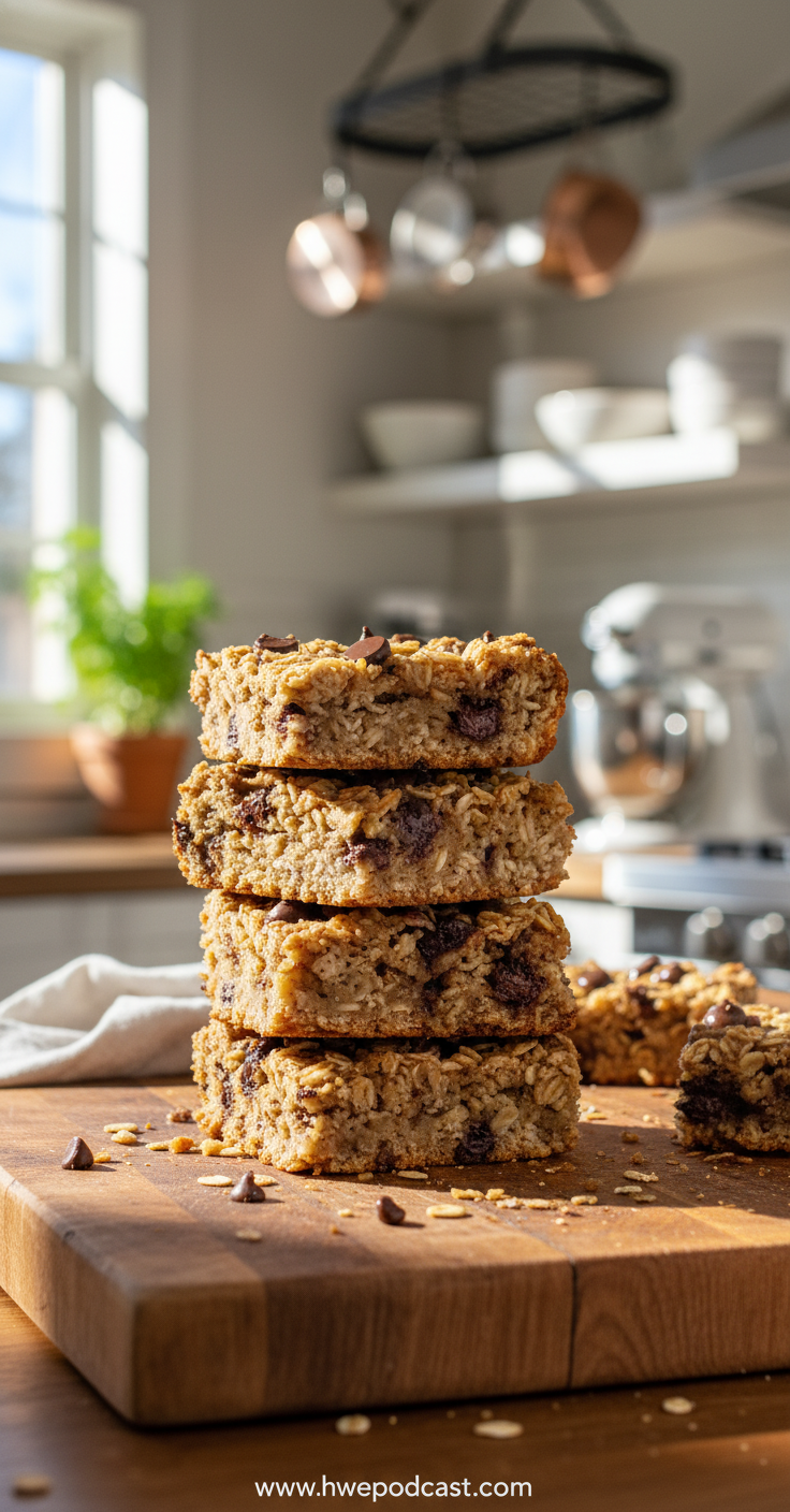 Delicious banana oatmeal bars ready to eat