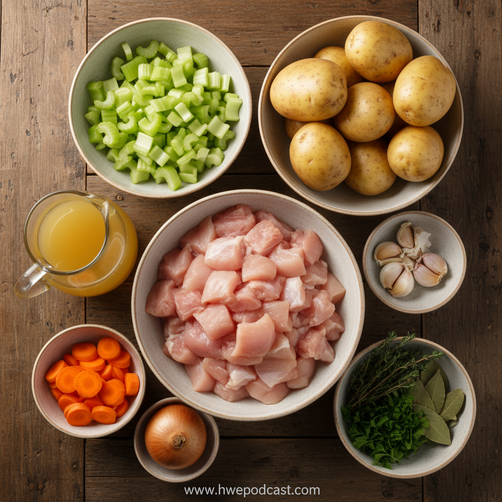 Ingredients for chicken potato soup