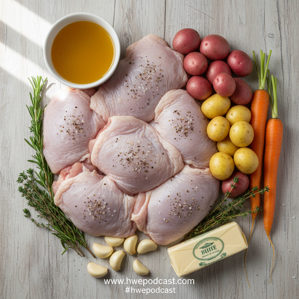 Ingredients for crock pot garlic butter chicken recipe