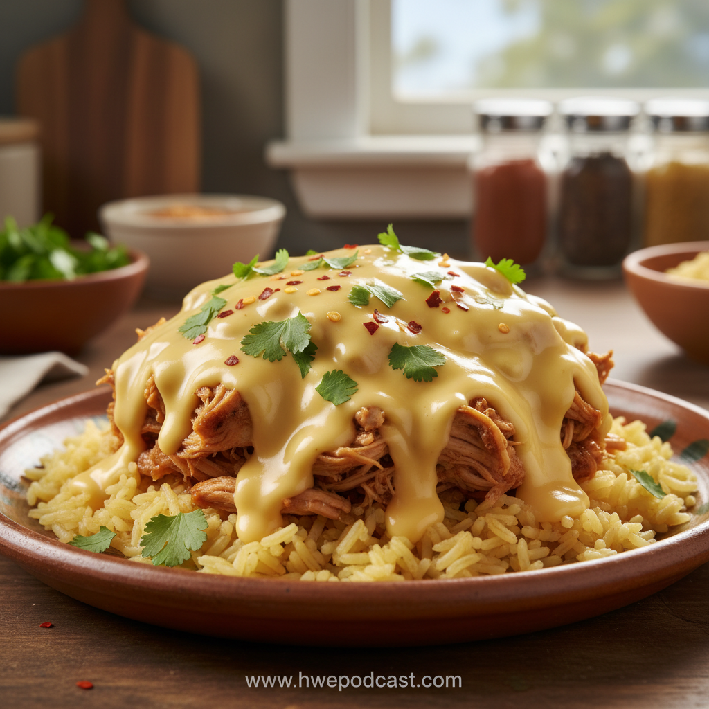 Delicious creamy Mexican chicken with cheese sauce served in a skillet