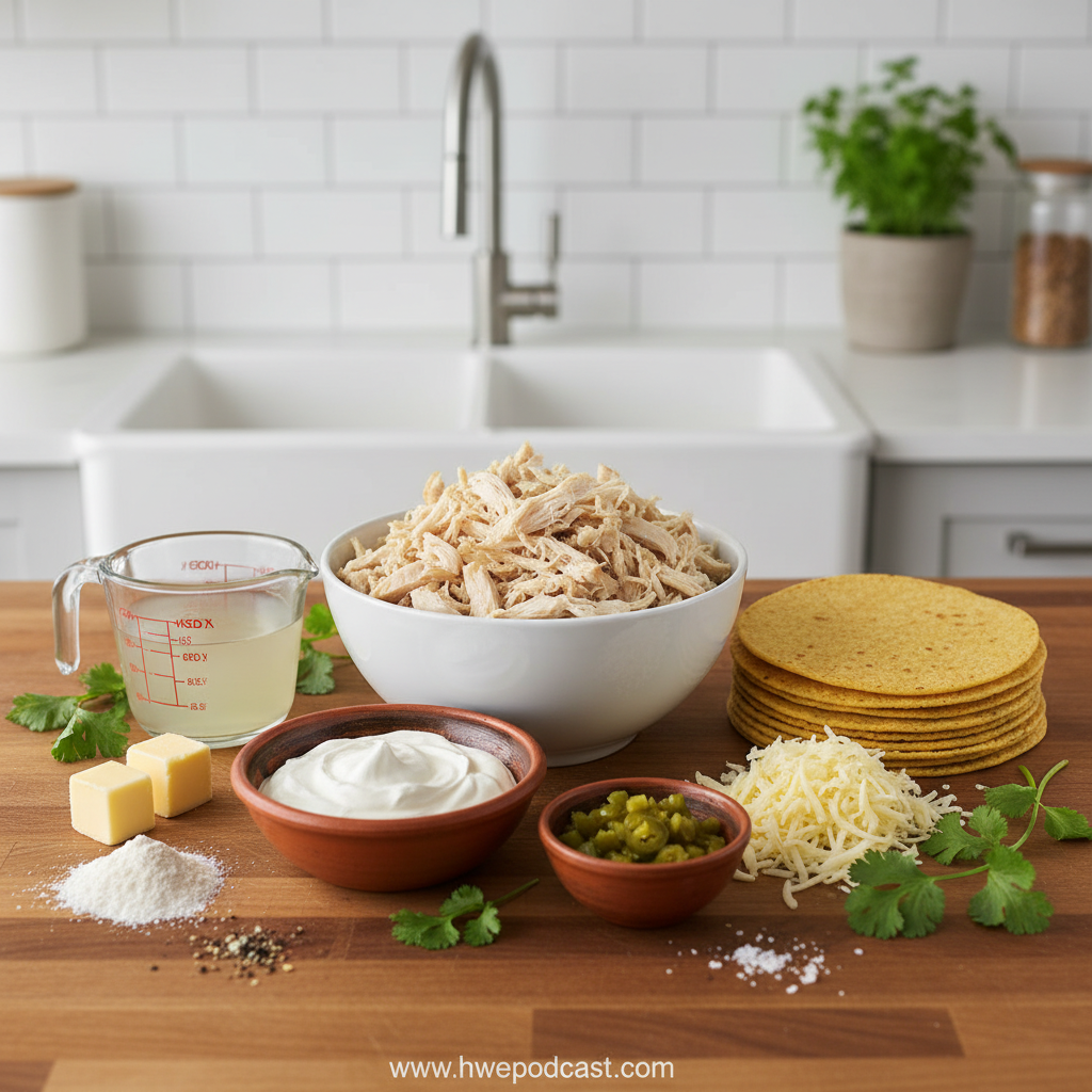Fresh ingredients for white chicken enchiladas