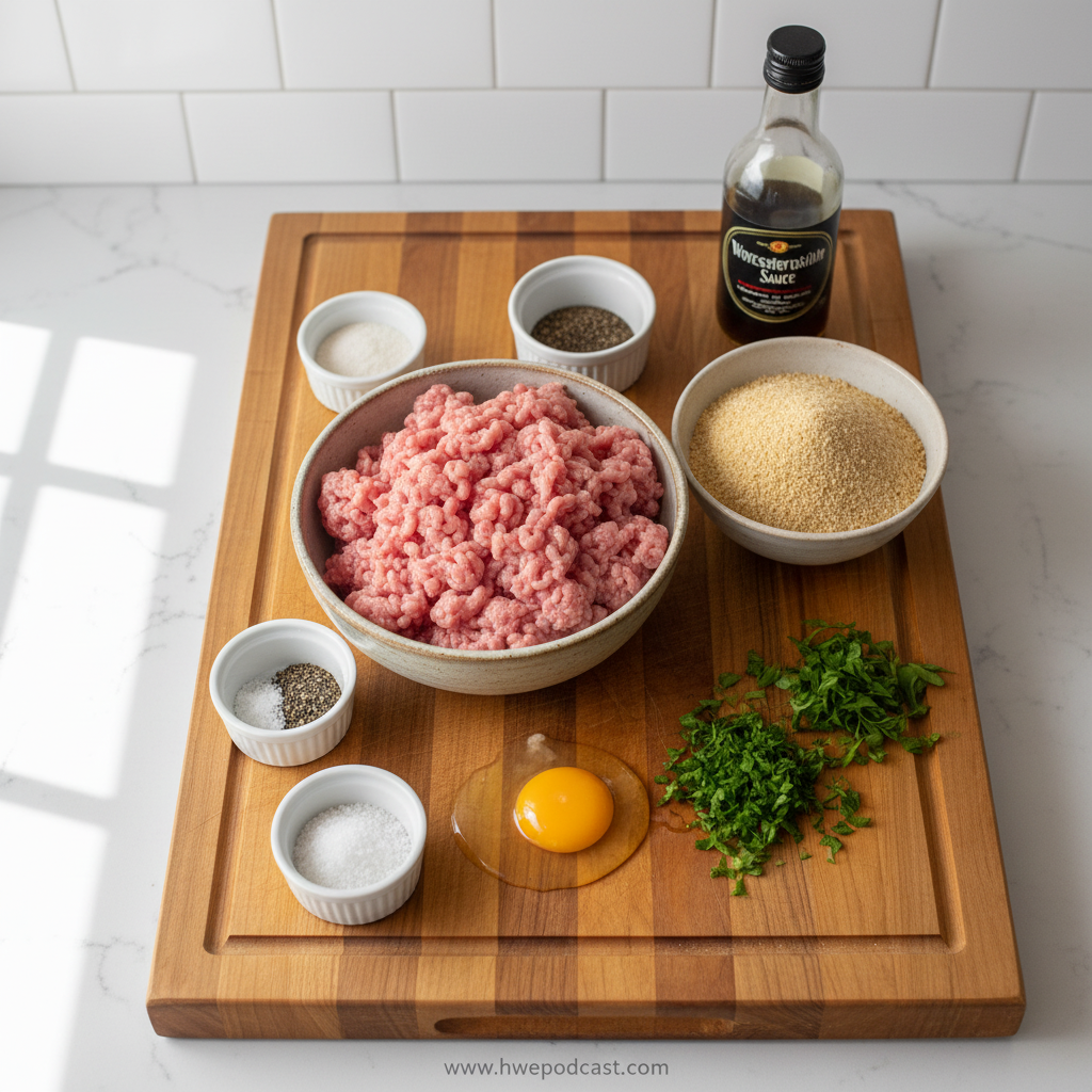 Ingredients for making turkey burger patties
