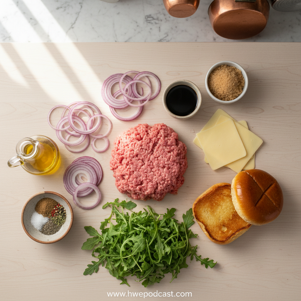 Ingredients for Balsamic Caramelized Turkey Burgers