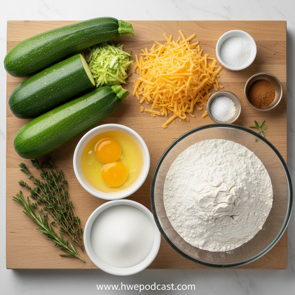 Ingredients for Zucchini Cheddar Bread