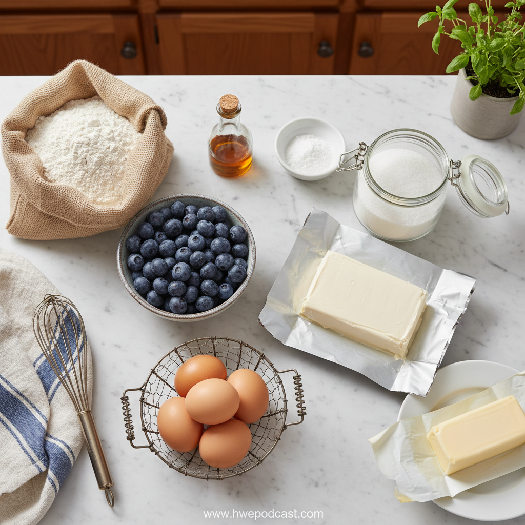 Ingredients for Blueberry Cream Cheese Muffins