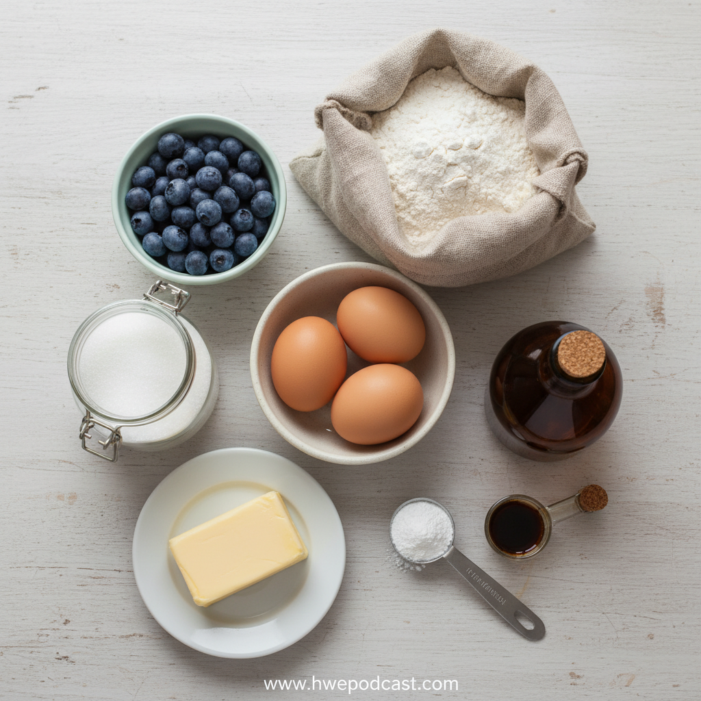 Ingredients for blueberry muffins