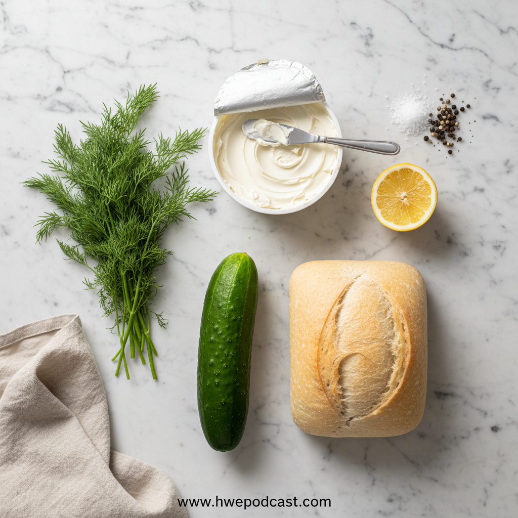 Ingredients for cucumber sandwiches