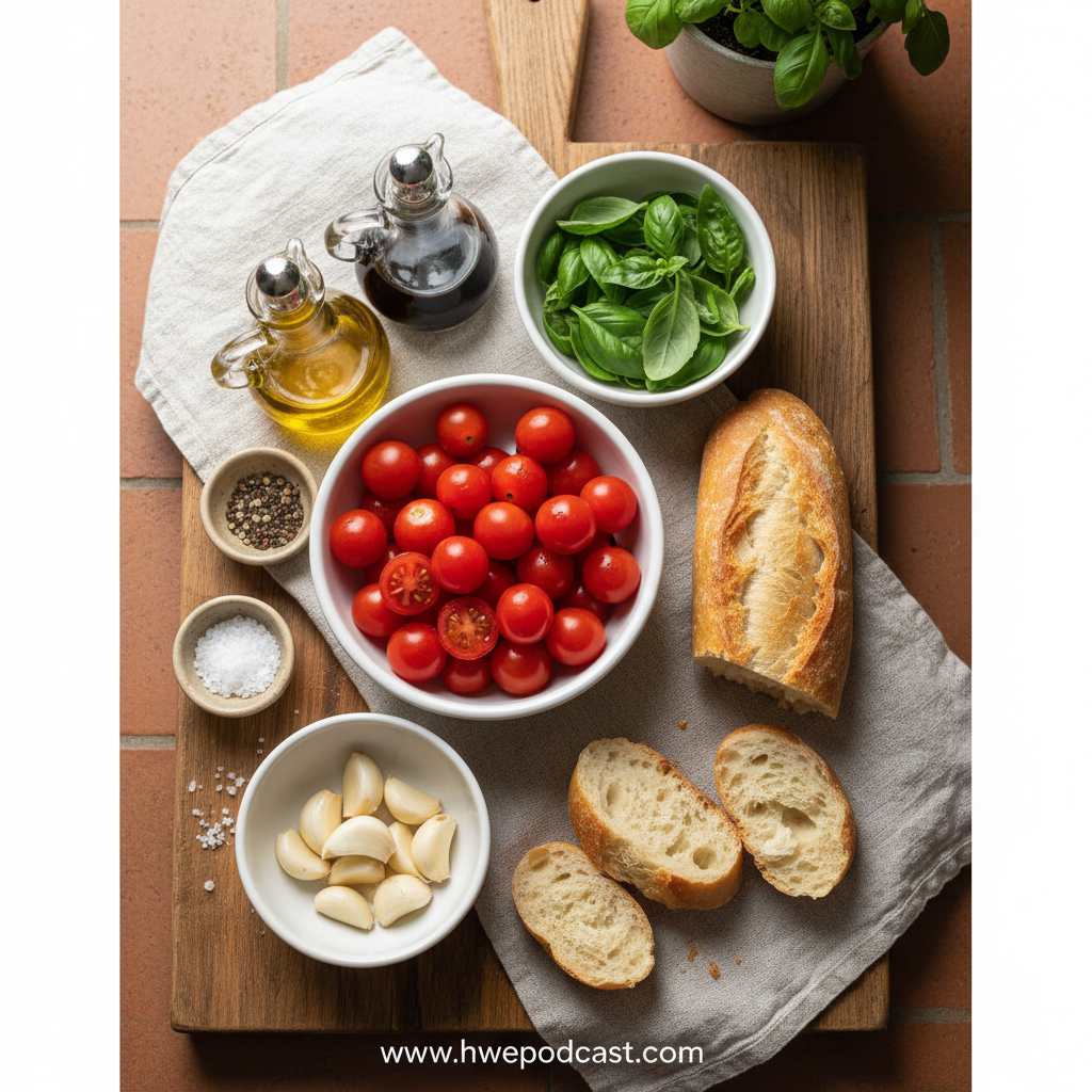 Ingredients for Classic Italian Bruschetta