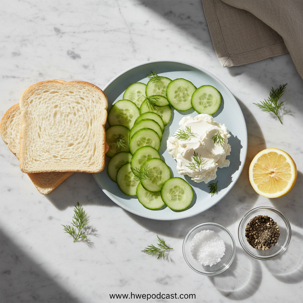 Ingredients for cucumber sandwiches