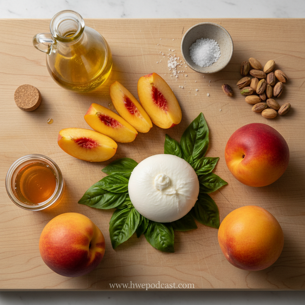 Ingredients for Fresh Peach Burrata Salad