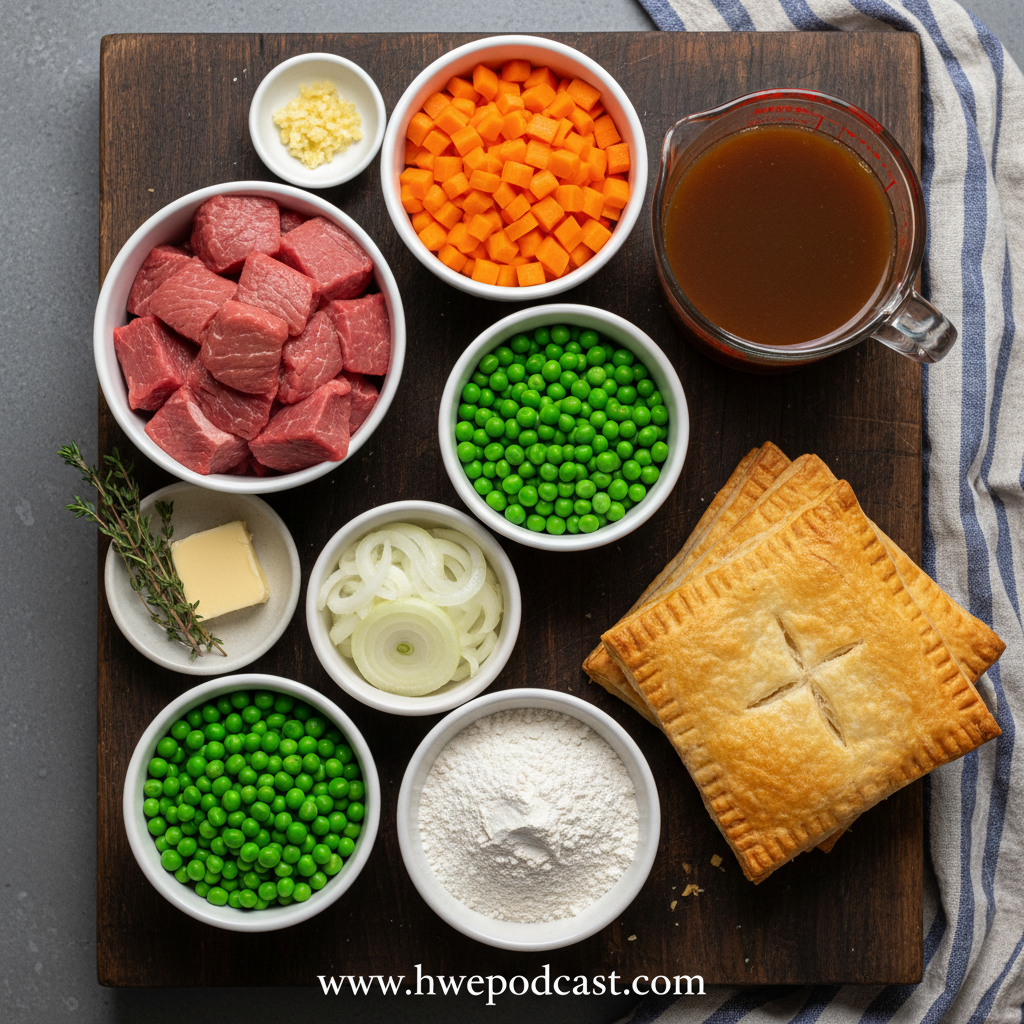 Ingredients for individual beef pot pies