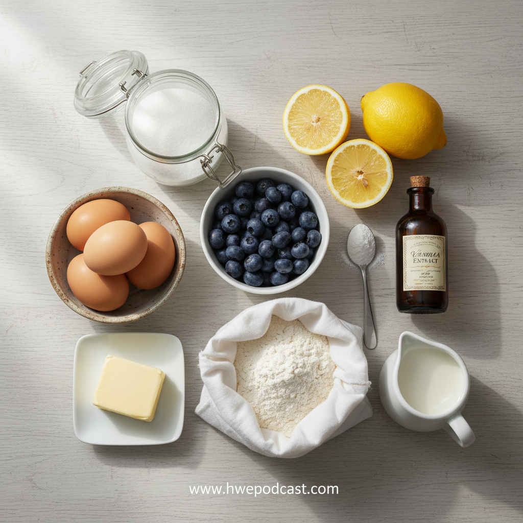 Ingredients for Lemon Blueberry Muffins