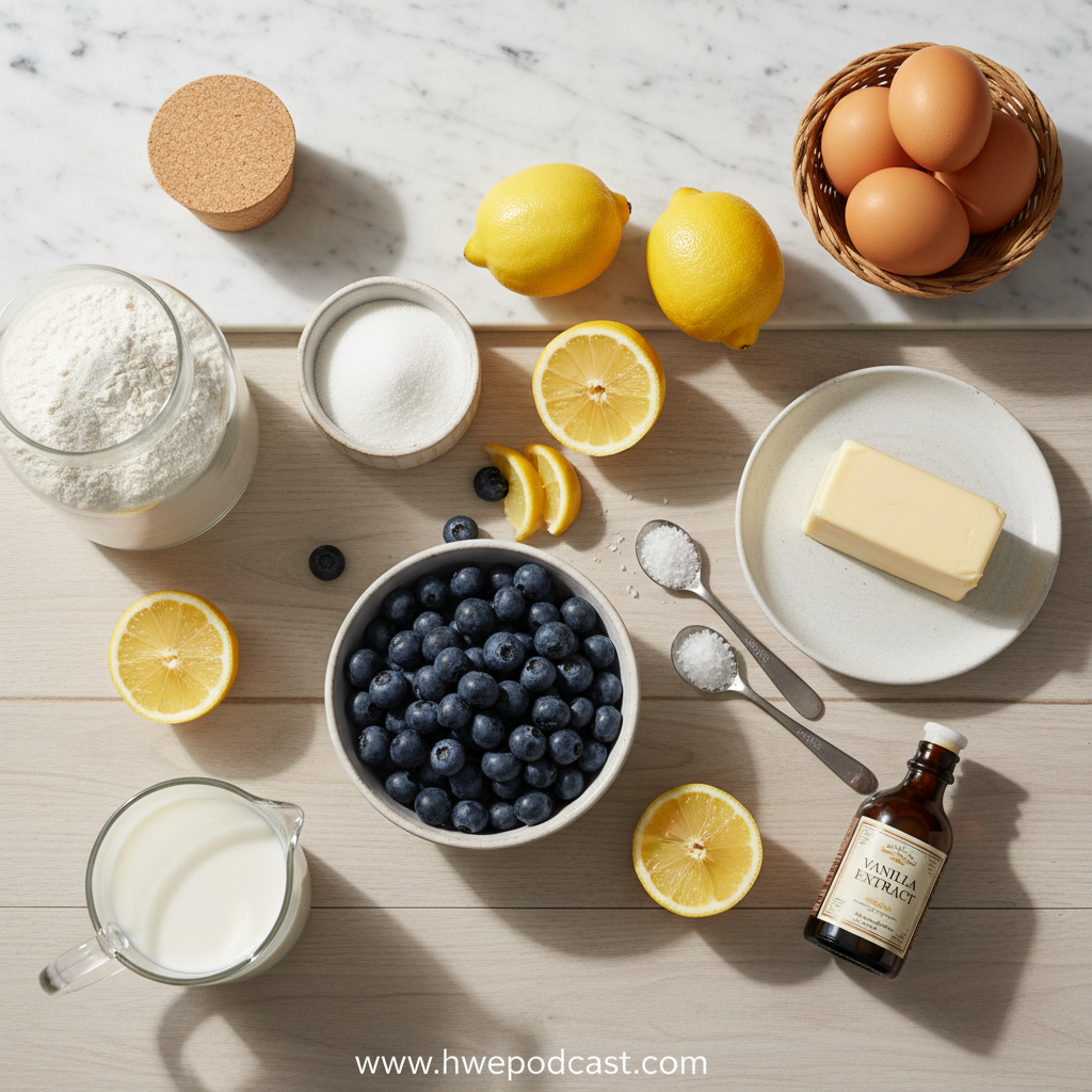 Ingredients for Lemon Blueberry Muffins