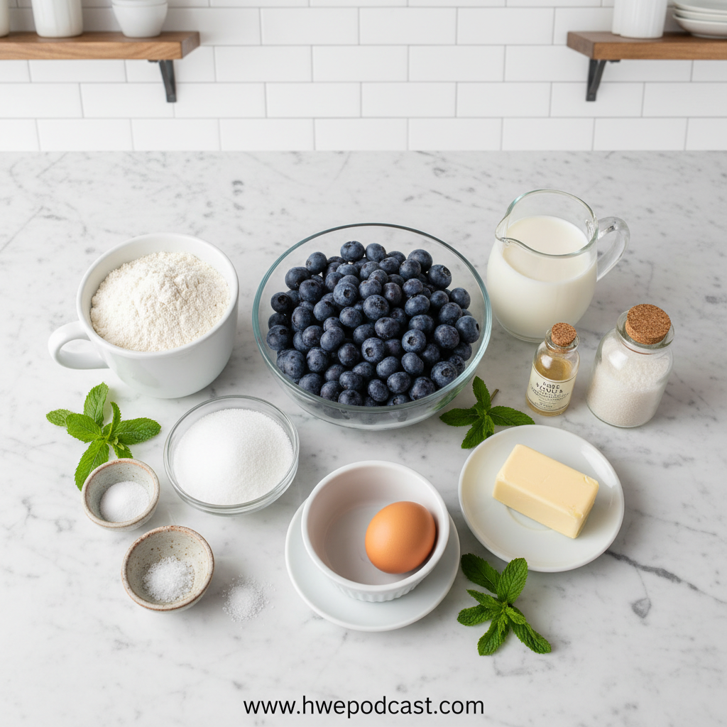 Ingredients for blueberry muffins