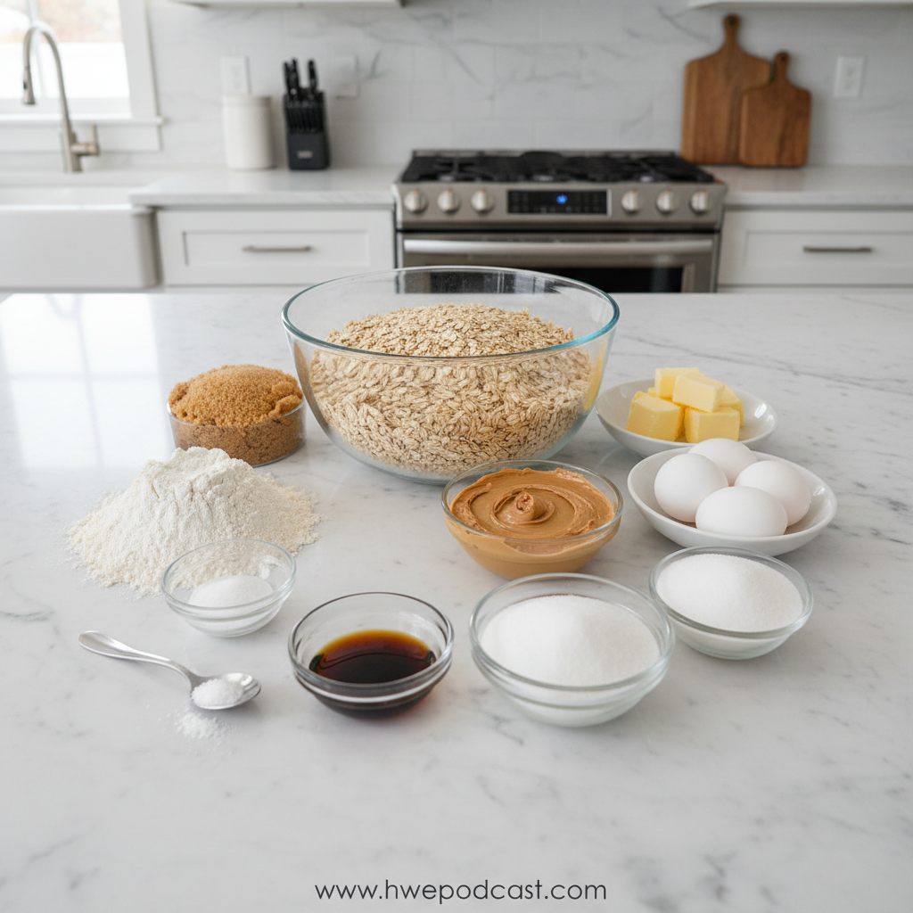 Ingredients for Peanut Butter Oatmeal Cookies