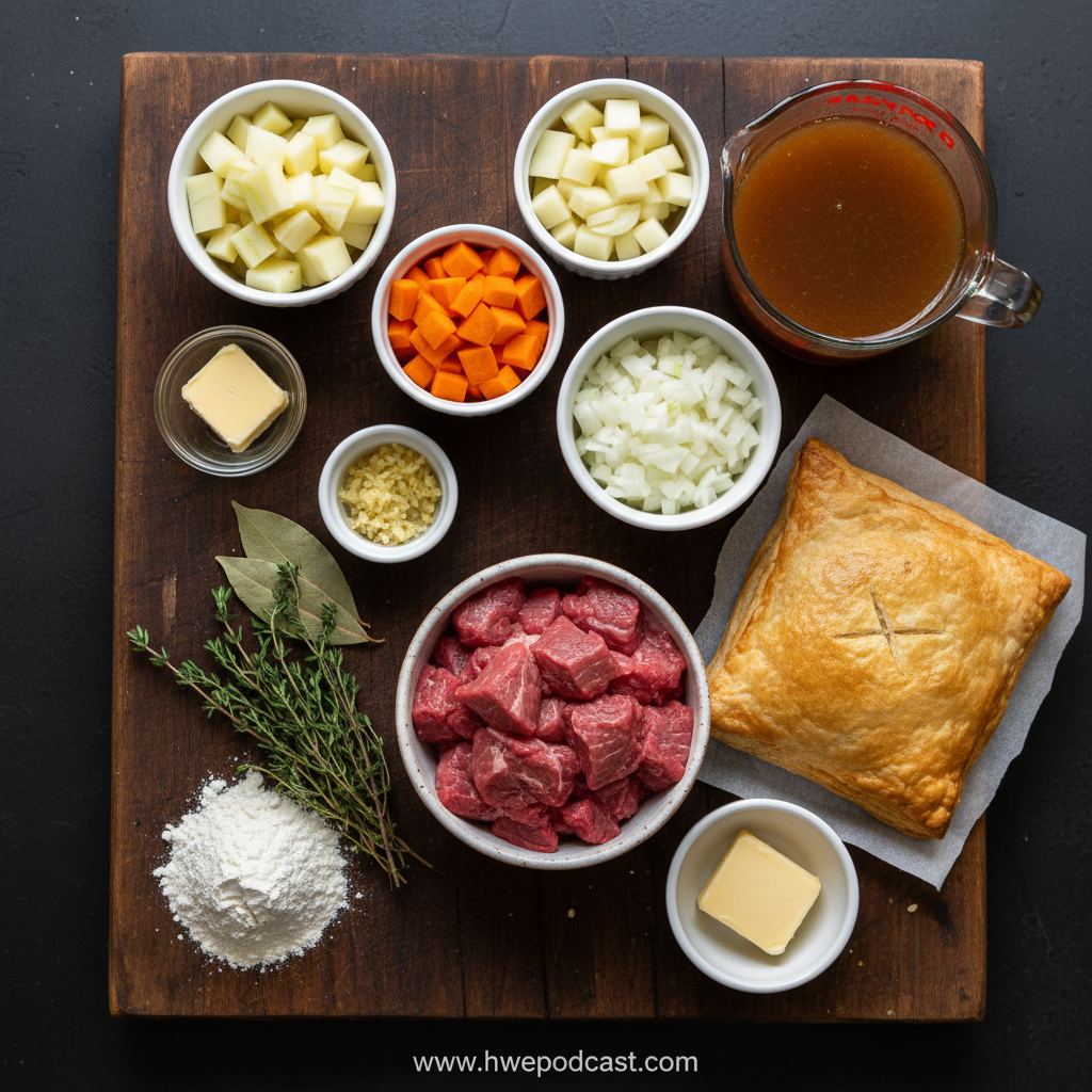 Ingredients for Savory Beef Stew Pot Pie