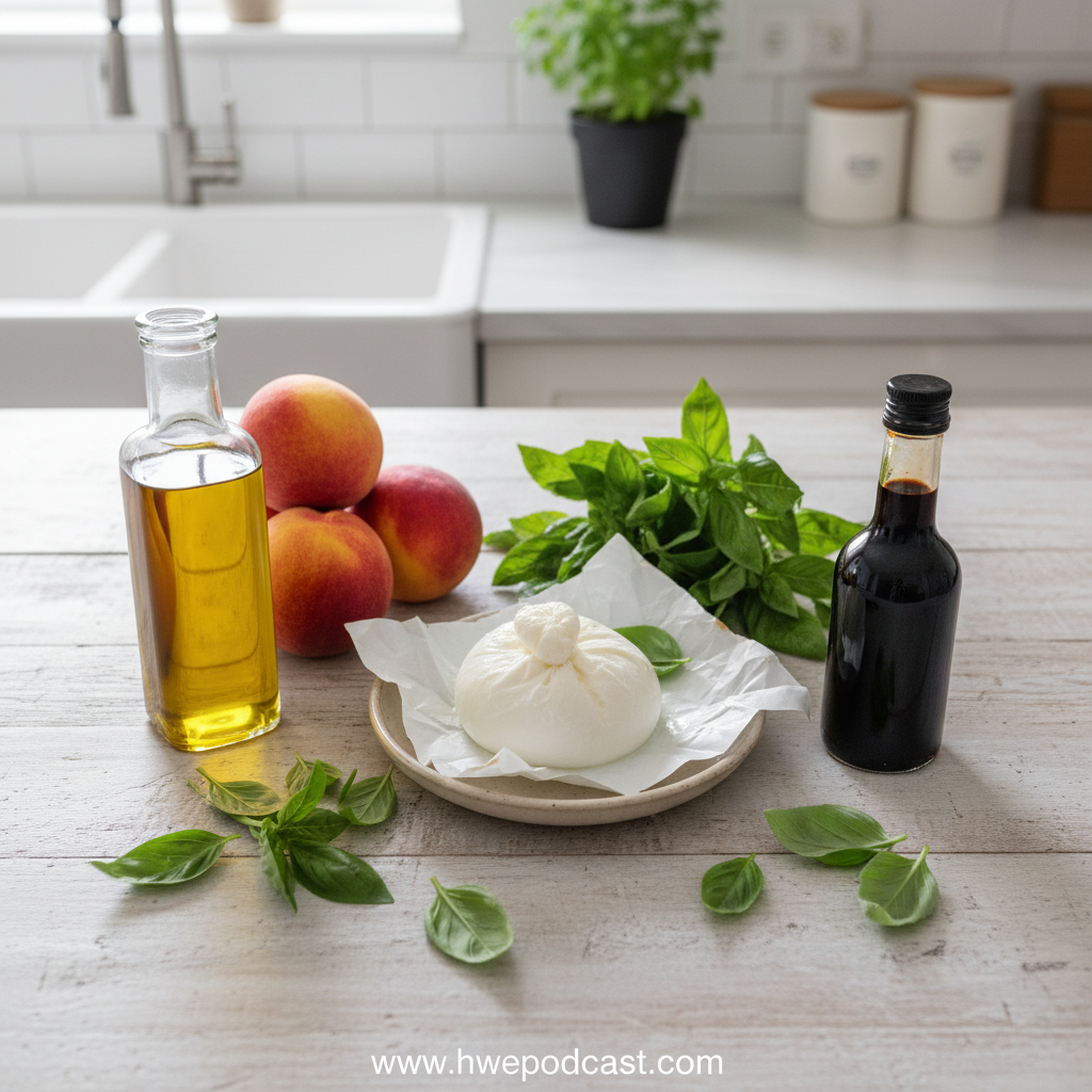 Ingredients for Summer Peach Burrata Salad