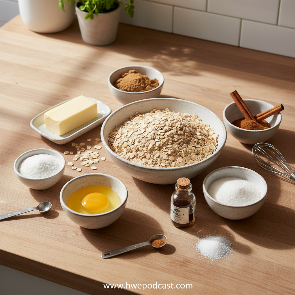 Ingredients for the best oatmeal cookies