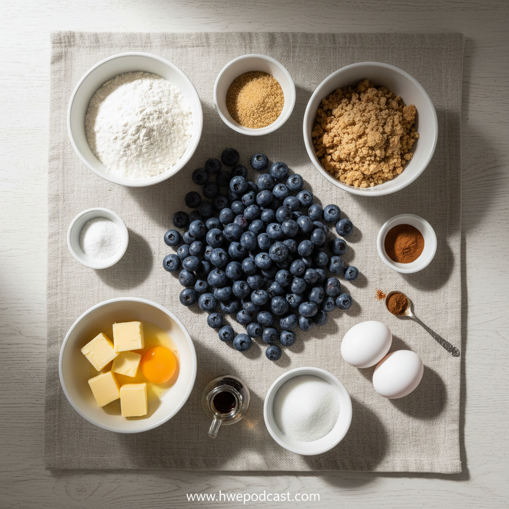 Ingredients for Blueberry Muffins with Crumble Topping