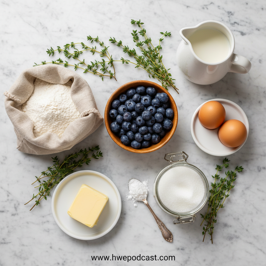 Ingredients for Blueberry Muffins with Crumble Topping