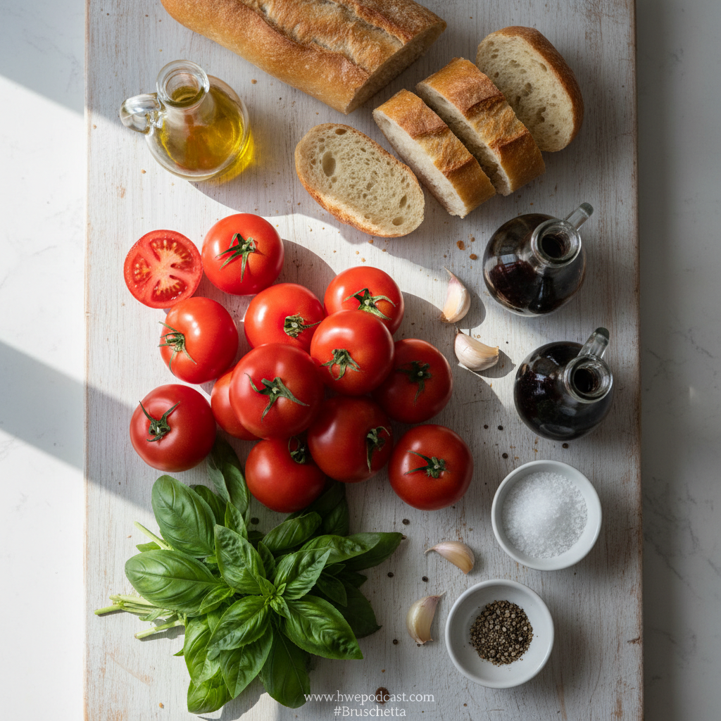 Ingredients for Tomato Basil Bruschetta