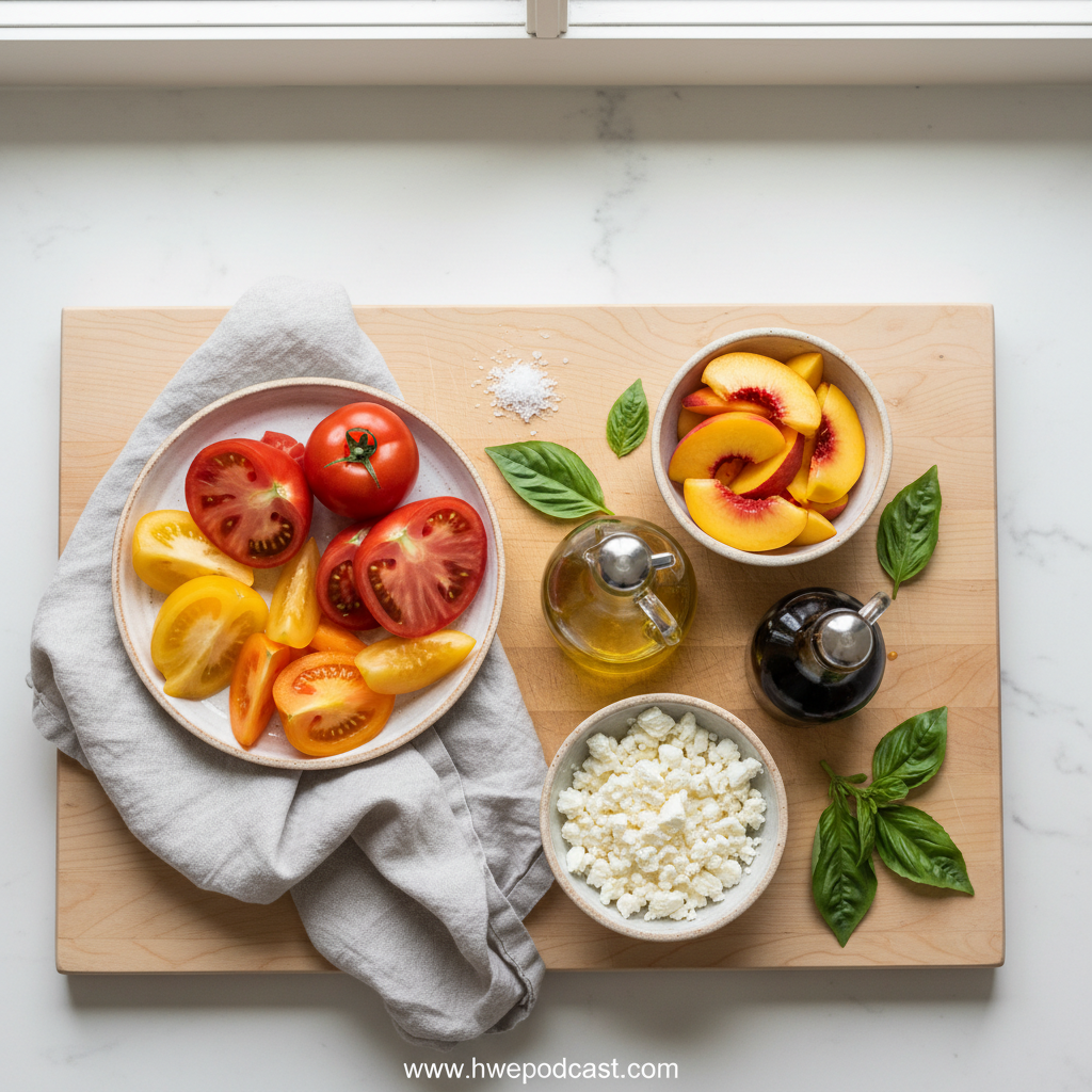 Ingredients for Tomato Peach Salad