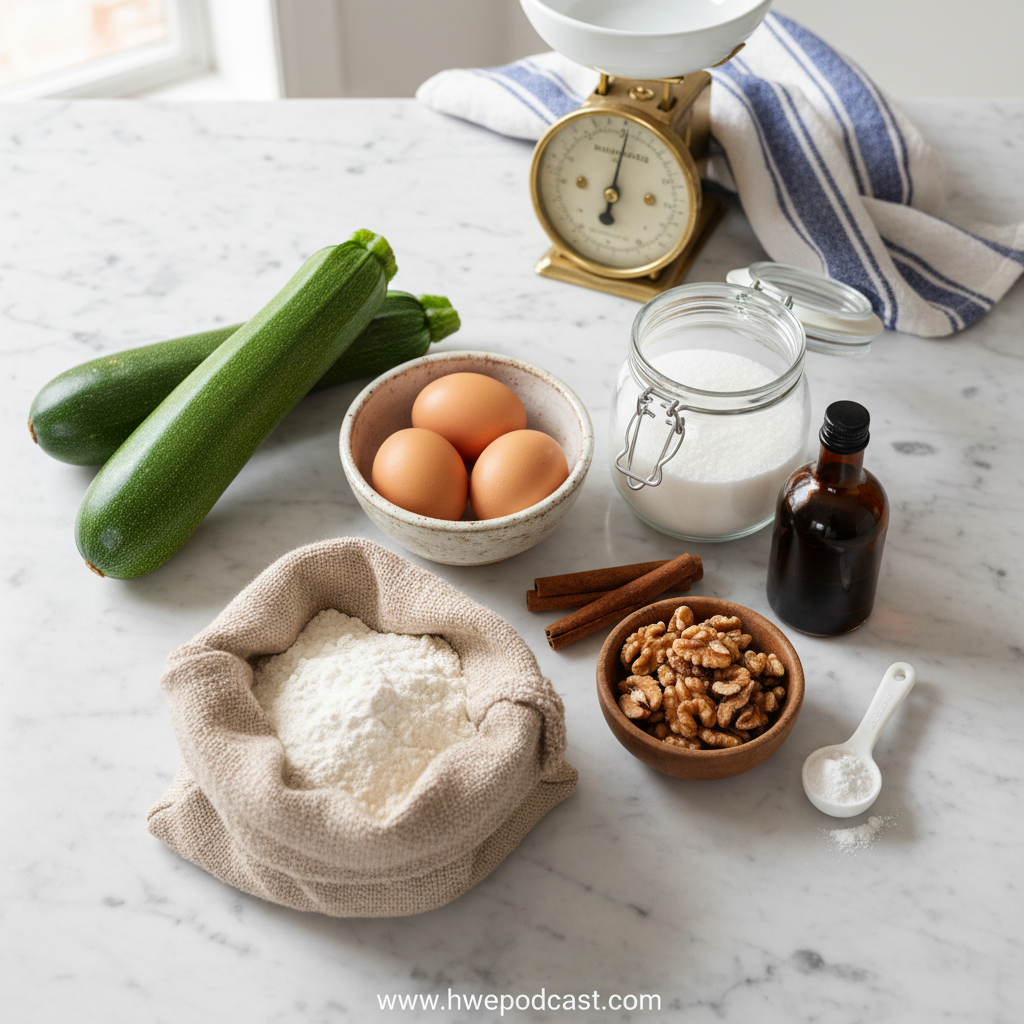 Ingredients for Zucchini Bread