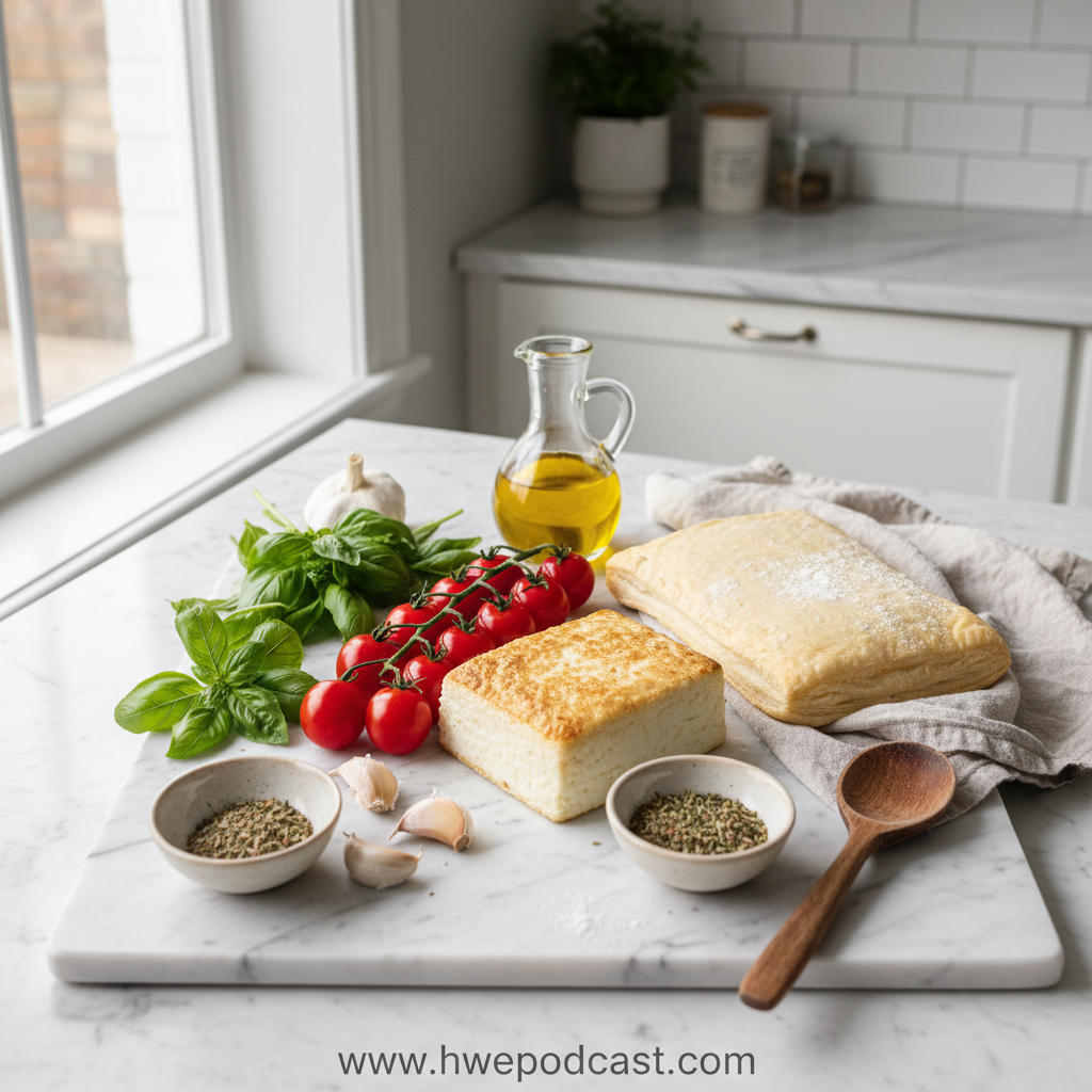 Ingredients for Cherry Tomato Tart with Herbed Ricotta
