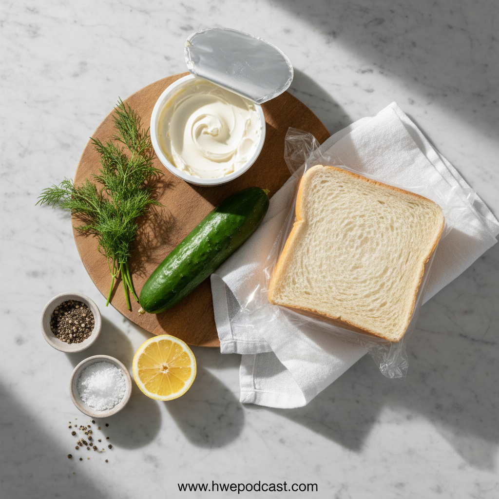 Ingredients for cucumber sandwiches