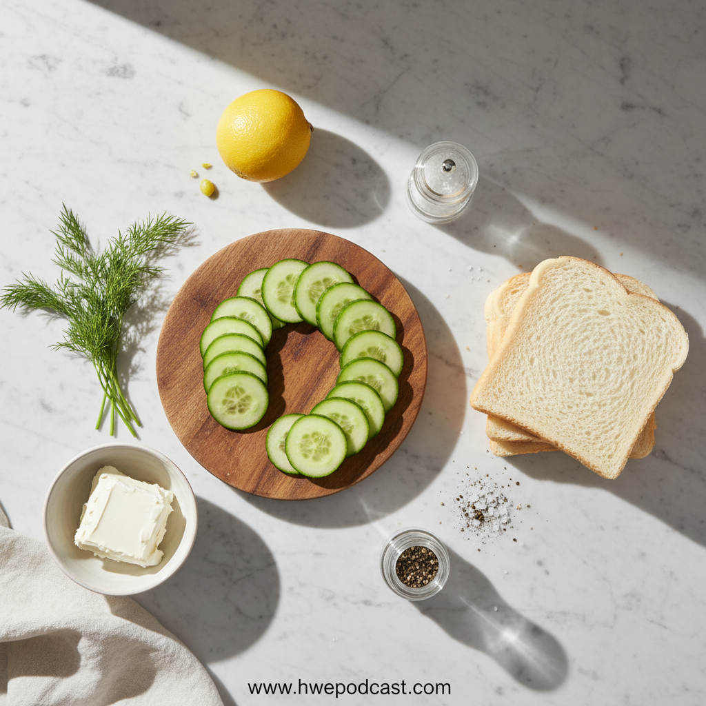 Ingredients for cucumber tea sandwiches