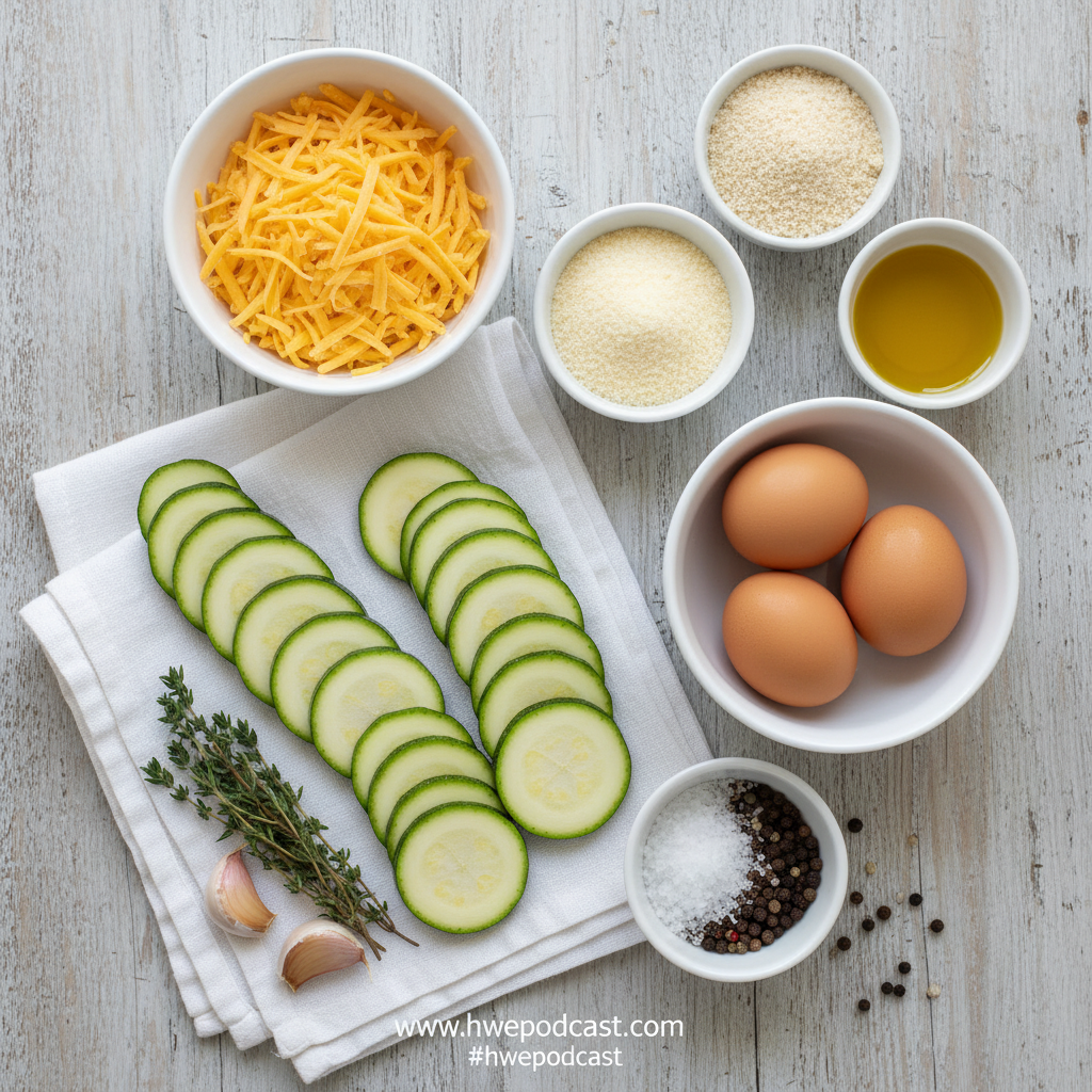 Ingredients for Zucchini and Cheese Casserole
