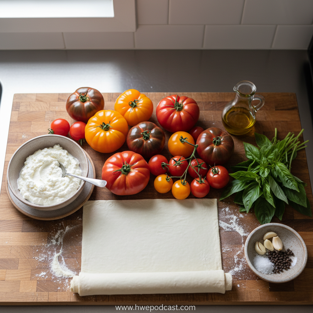 Ingredients for Heirloom Tomato Ricotta Tart