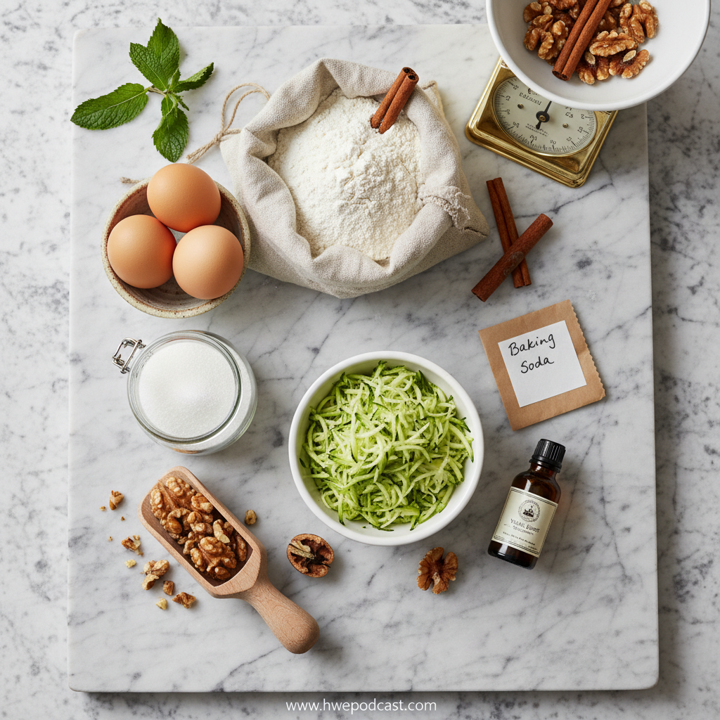 Ingredients for Mom’s Secret Moist Zucchini Bread