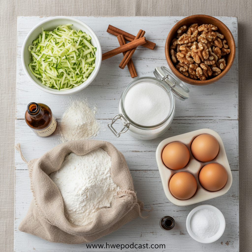 Ingredients for Old Fashioned Zucchini Bread